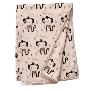 NEW TESA BABE funky monkey stroller blanket in tan/brown